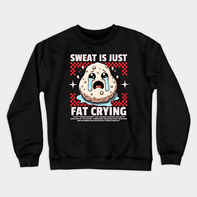 Funny Gym, Sweat is Just Fat Crying Crewneck Sweatshirt by Create Magnus